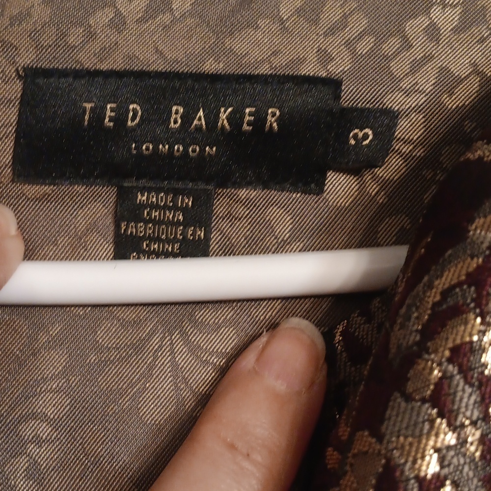 Ted Baker Elegant Gold and Black Floral Dress Size 3 - Picture 5 of 12